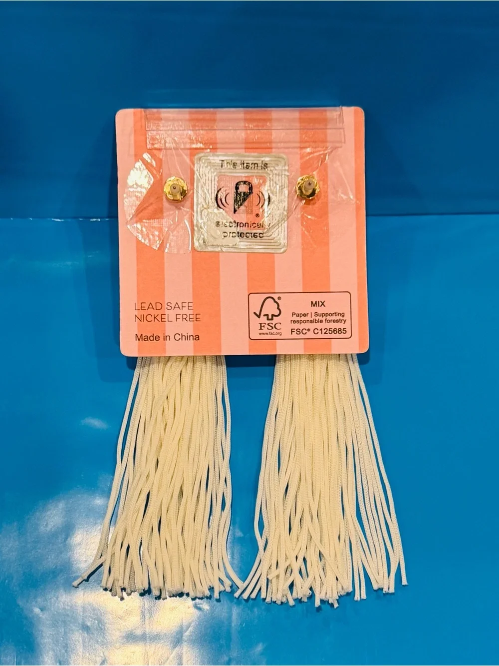 NWT Piper•K White Tassel Drop Earrings with Gold Accents
